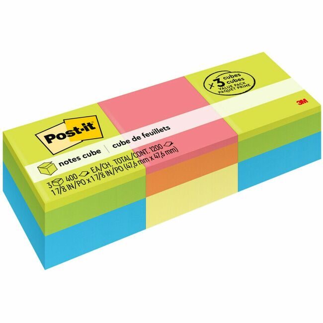 3M Company Cube Notes 2X2 400SH 3 Pack MMM2051-3PK