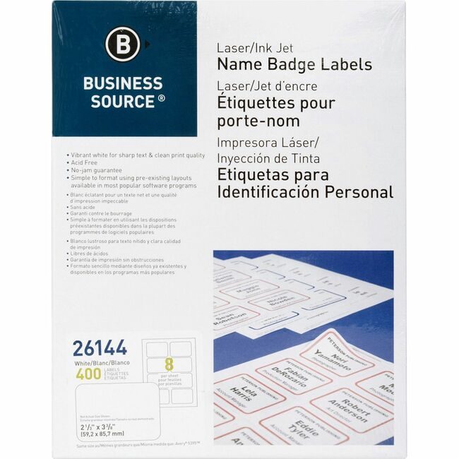 Business Source Badge Adhesive We 400 Count BSN26144