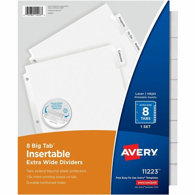 Avery Products Corporation Dividers Insert 8-TAB Clear AVE11223