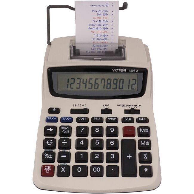 Victor Technology Calc Prnt Dual Pwr 12DGT Small VCT1208-2