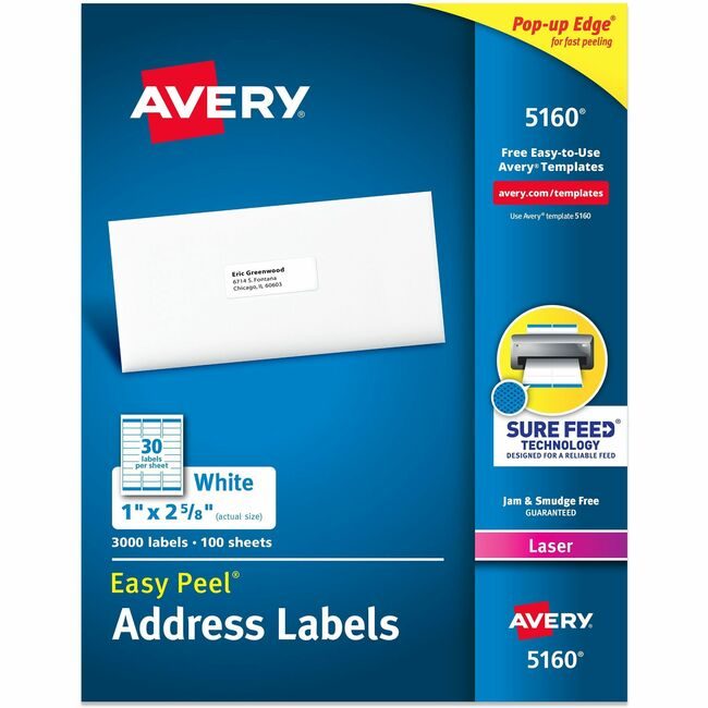 Avery Products Corporation Label Ezpeel Lsr 1X2.6 We AVE5160