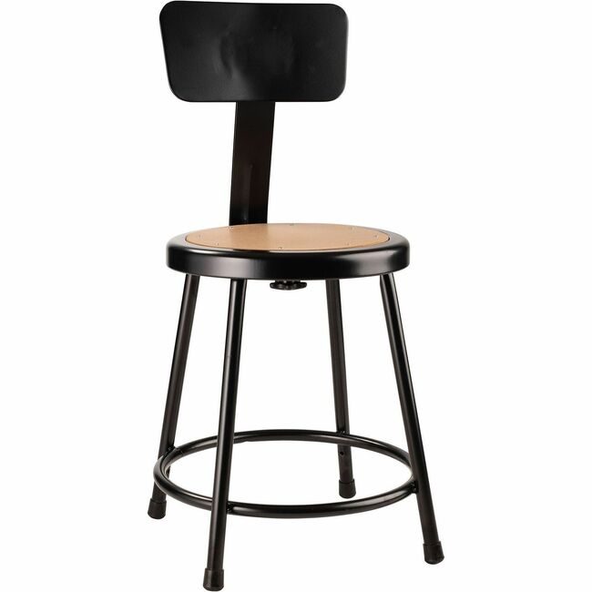 National Public Seating Stool 18IN Wood Back Black NPS6218B10