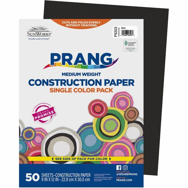 Pacon Corporation Paper Constrc 9X12 Black 50SH PAC6303