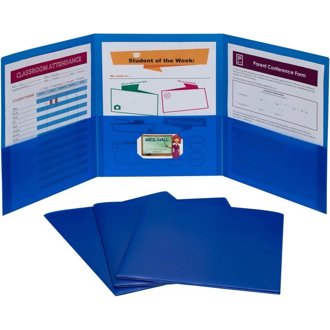 C-Line Products 3-POCKET POLY PORT Blu 24/BX CLI33945