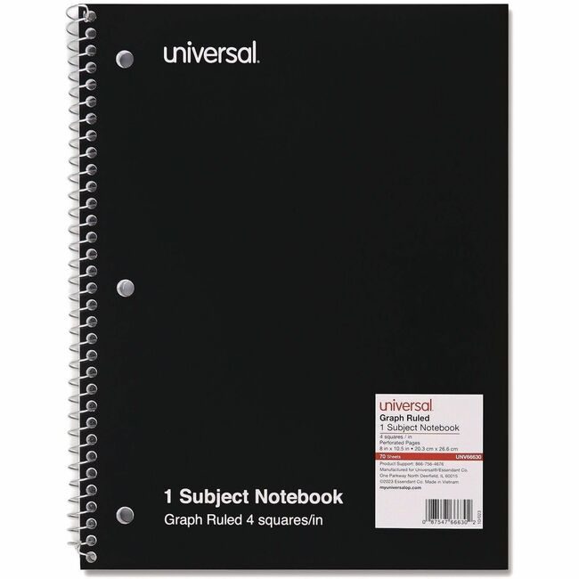 Universal Office Products Notebook Quad Rule Black UNV66630