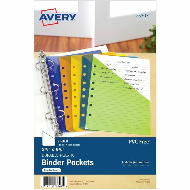Avery Products Corporation Protector Pockt 8.5X5.5 Assorted AVE75307