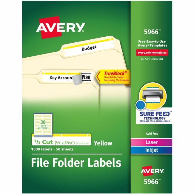 Avery Products Corporation Label Fldr Perm Lsr/Inkj Yw AVE5966
