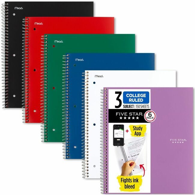 ACCO Brands Mead / Five Star Notebook 3SUB 6 Pack 11"X8.5" MEA73930