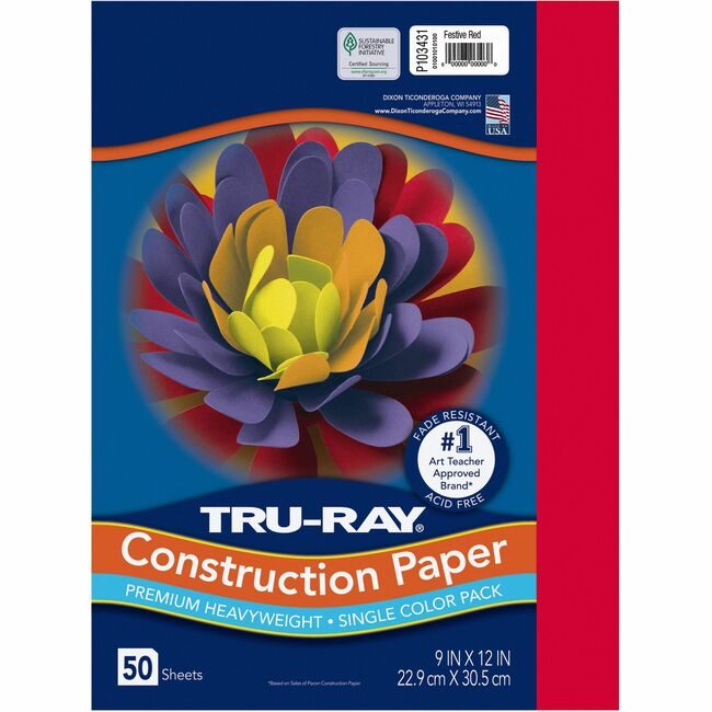 Pacon Corporation Paper Const 9X12 Festv Red PAC103431