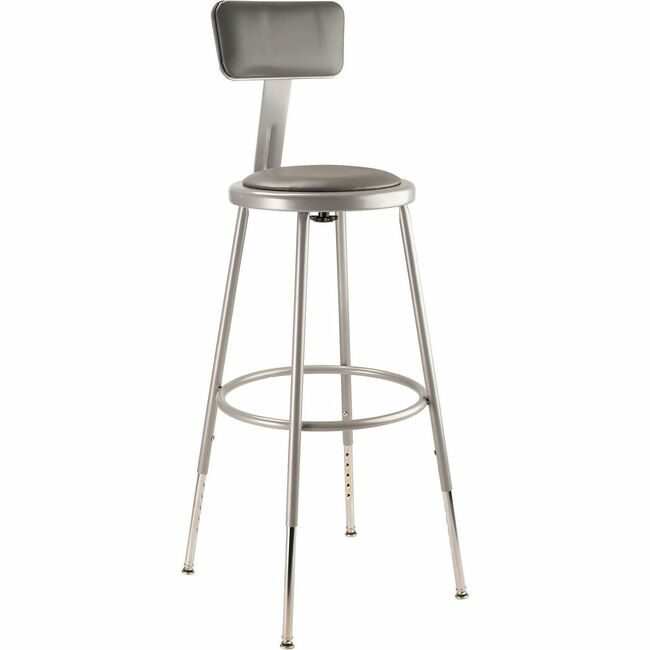 National Public Seating Stool 25-33IN Vin Back Gray NPS6424HB