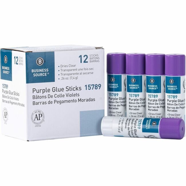 Business Source Glue Stick 0.26 Purple 12 Pack BSN15789