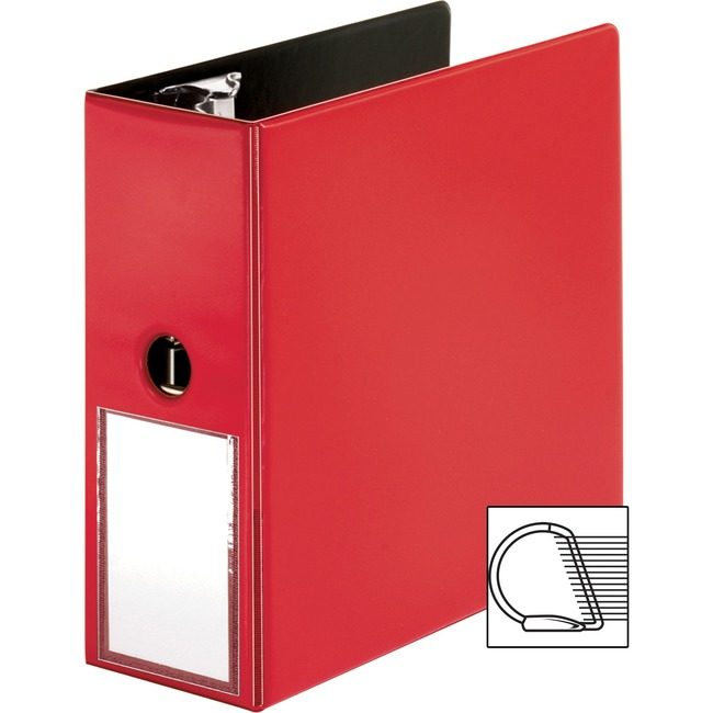 Business Source Binder D-Ring Lblhldr 5" Red BSN33124