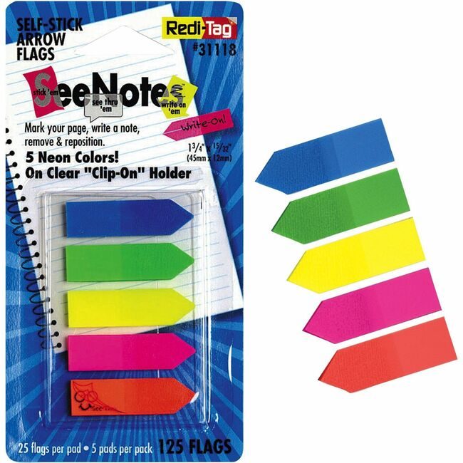 Redi-Tag Flags Arrow 5-COLOR W/Hldr RTG31118
