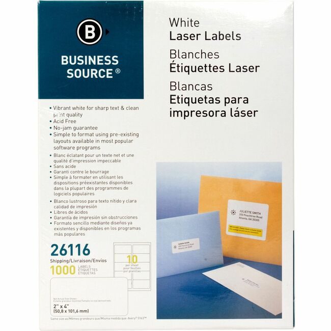 Business Source Label Ij/Lsr 2X4 We 1000 BSN26116