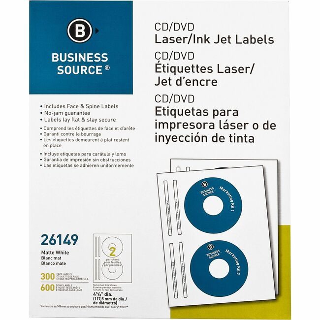 Business Source Label Cd/Dvd Lsr/Ink We 300 BSN26149