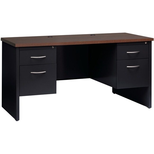 Lorell Desk 24"X60" DBL PED Bk/Wl LLR79159