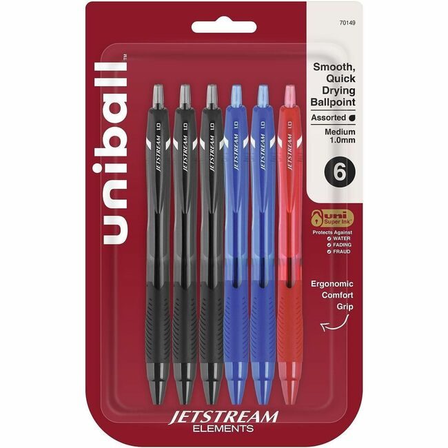 Mitsubishi Pencil Co. / uni-ball Pen Ballpoint 1MM 6 Pack Assorted UBC70149