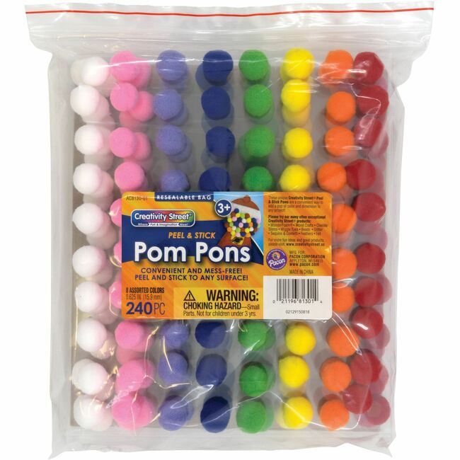 Pacon Corporation Set Pom Slfadhv Assorted 240/PK PACAC8130-01