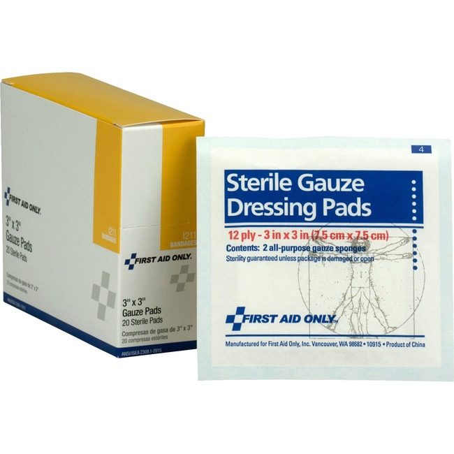 Acme United Corporation First Aid Only Refill Gzpd 3X3 2PD10PKBX FAOI211