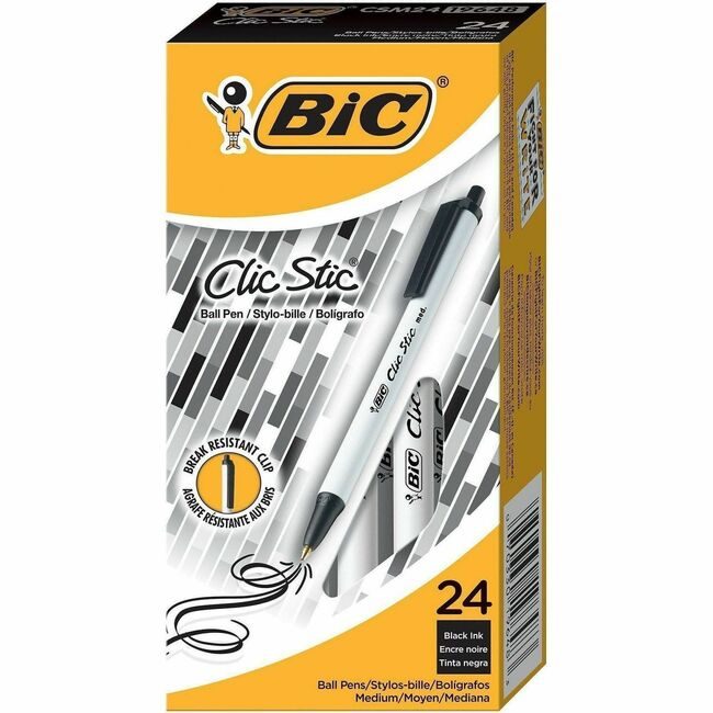 BIC Corporation Pen Clicstic Bp Medium Black 24 Count BICCSM241-BLK