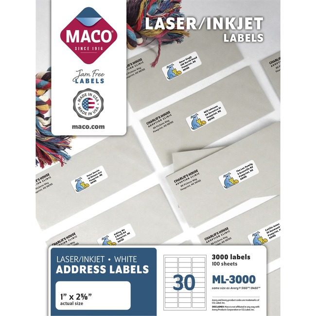 Chartpak, Inc. Maco Label Lsr 1X2-5/8 We MACML3000