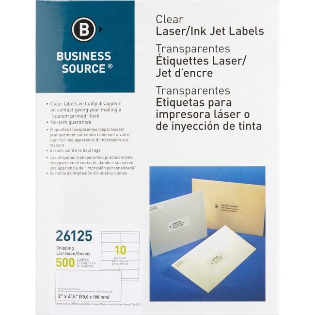 Business Source Label Address Lsr 2X4.25 Clear BSN26125