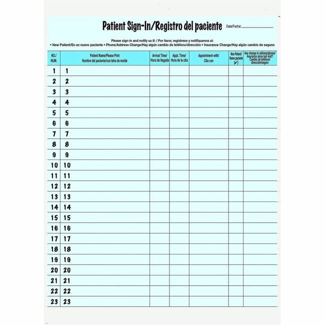 Tabbies Form Sign-In Patient Bilngl TAB14541