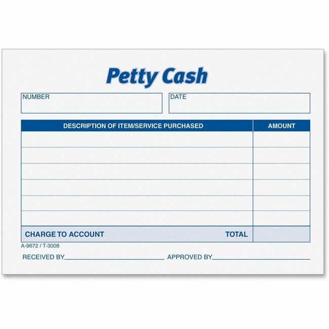 TOPS Products Form Received Petty Cash TOP3008