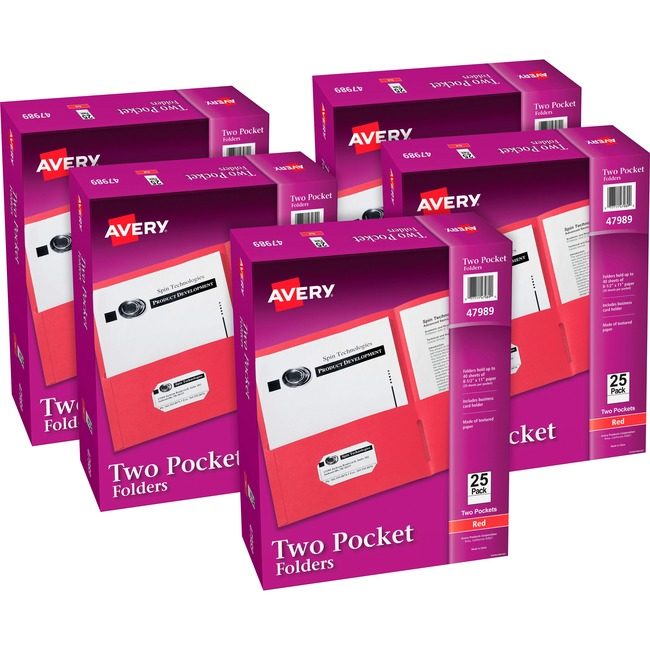 Avery Products Corporation Folder 2-POCKET Letter Red AVE47989CT