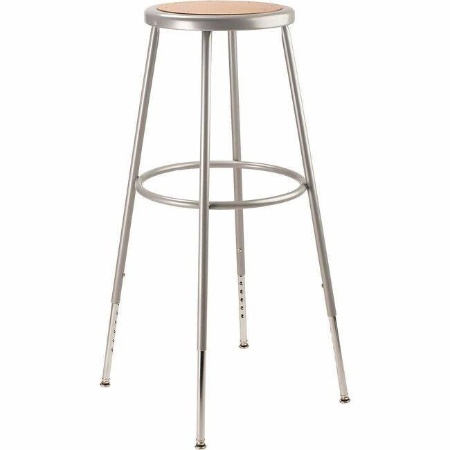 National Public Seating Stool 31-39IN Wood Gray NPS6230H