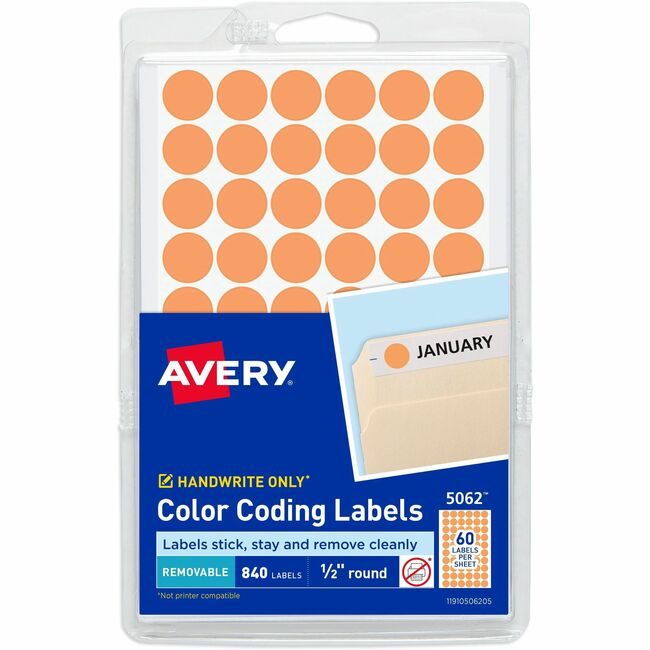 Avery Products Corporation Label Remv 1/2"DIA Orgl 840 AVE05062