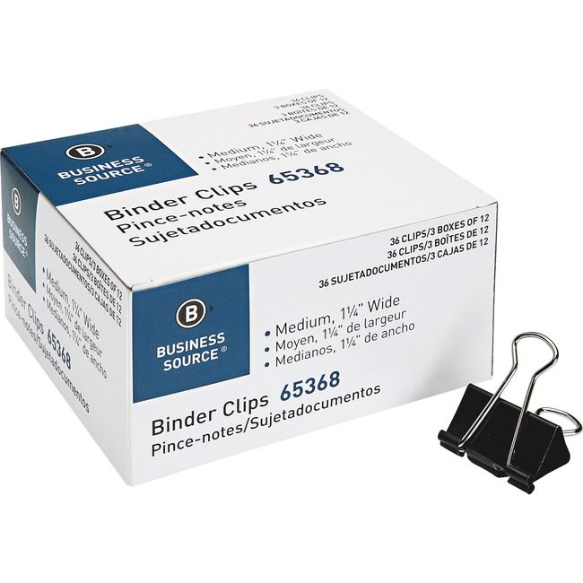 Business Source Clip Binder Medium Black 36 Count BSN65368