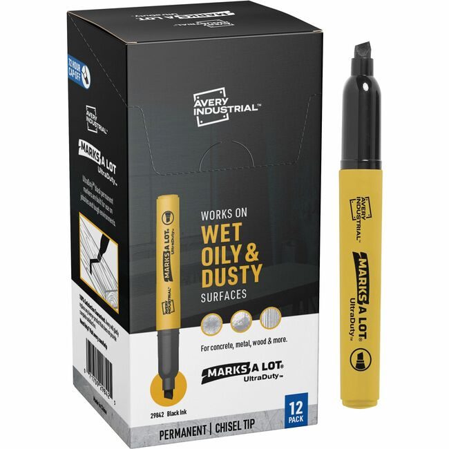 Avery Products Corporation Marker Chisel Perm Black 12 Pack AVE29842
