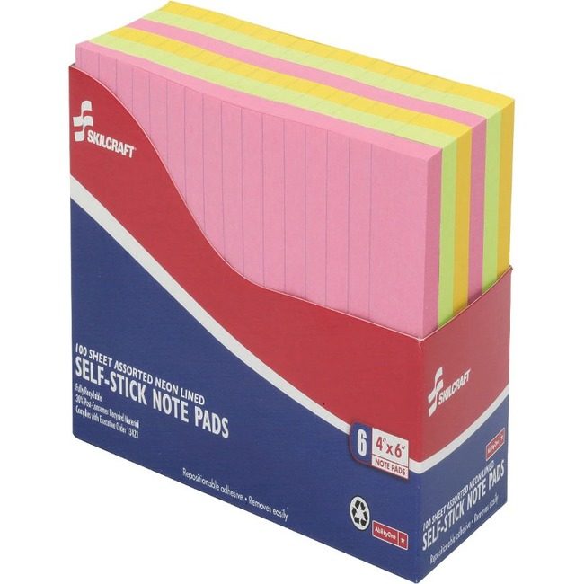 Varies / verify SKU SKU-LEVEL VERIFICATION REQUIRED Notepad Adhesive 4X6 6 Pack Assorted NSN4181212