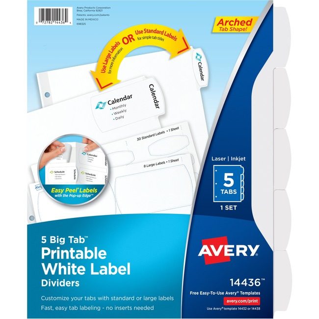 Avery Products Corporation Divider Lg/Std 5TAB AVE14436