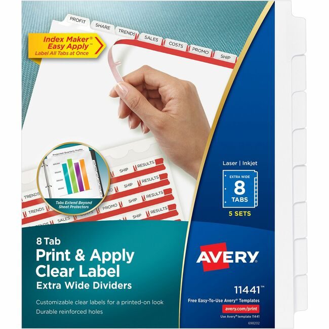 Avery Products Corporation Dividers Index Xtra-Wd 8TAB AVE11441