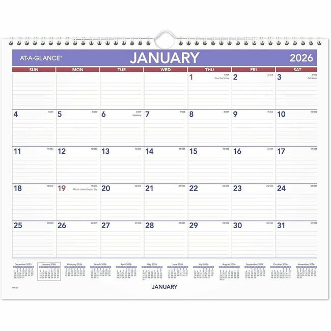 ACCO Brands AT-A-GLANCE Calendar Wall Monthly 15X12 AAGPM828
