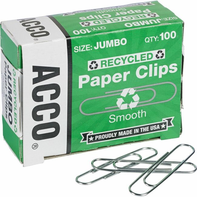 ACCO Brands Clips Recycled Jumbo 100 Count ACC72525PK