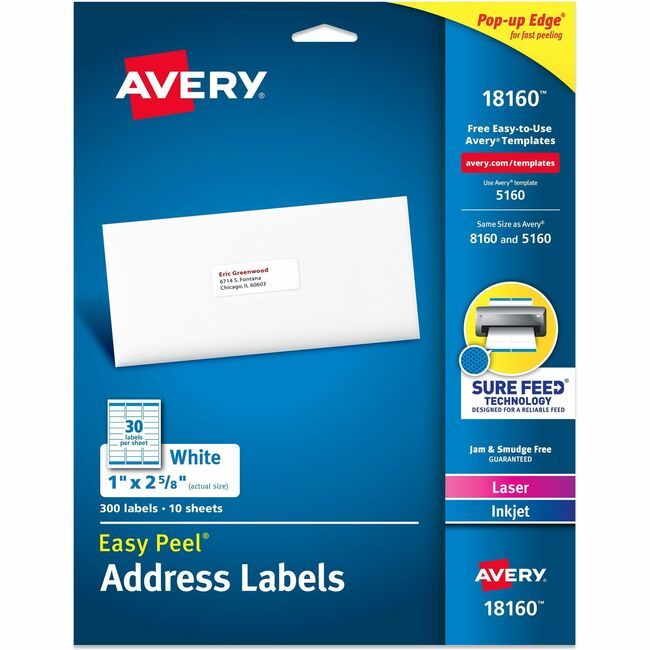 Avery Products Corporation Label Mail Ij 30UP 300 Count AVE18160