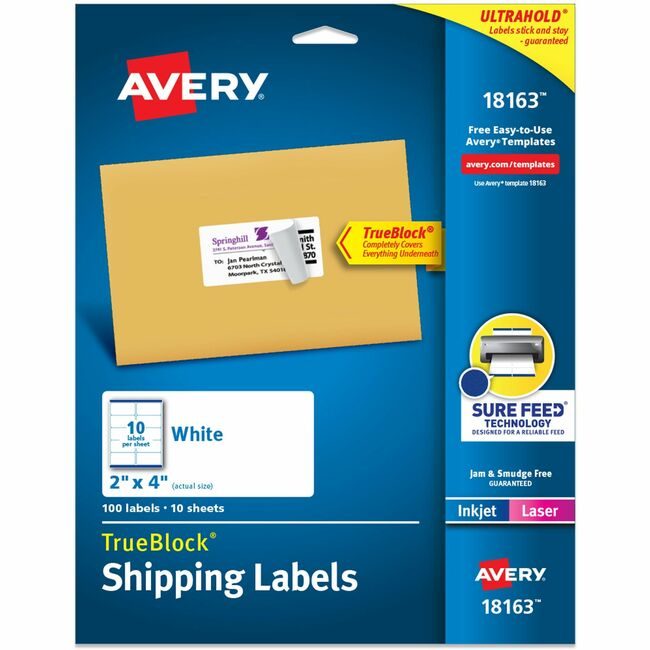 Avery Products Corporation Label Mail Ij 2"X4"100CTWE AVE18163