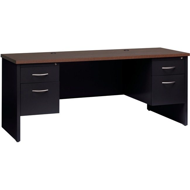 Lorell Desk 24"X72" DBL PED Bk/Wl LLR79157