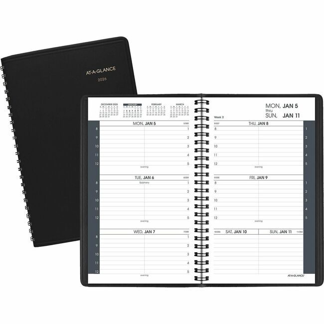 ACCO Brands AT-A-GLANCE Book Appt Weekly 5X8 Black AAG70-075-05