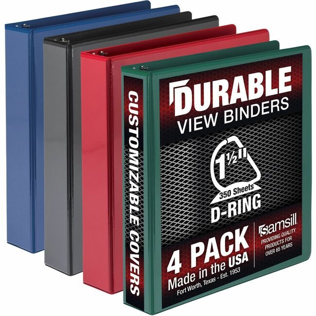 Samsill Binder Vw 1.5"DR 4 Pack Assorted SAMMP46458