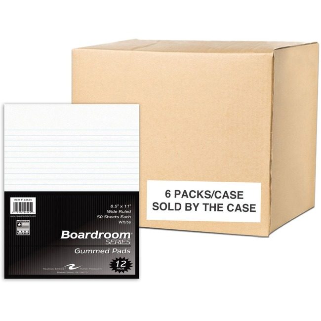 Roaring Spring Paper Products Pad Glued White Wide ROA24525CS