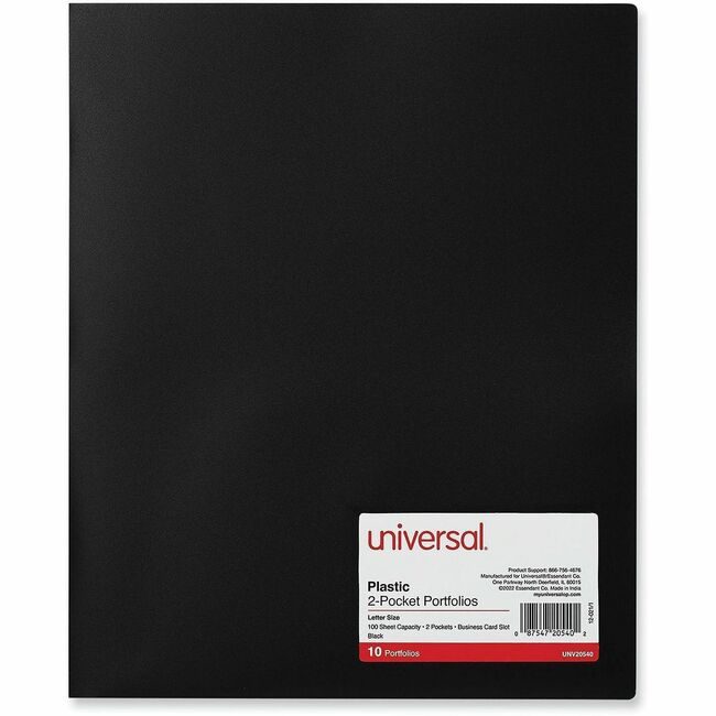 Universal Office Products Folder Pckt Poly 10/PK Black UNV20540