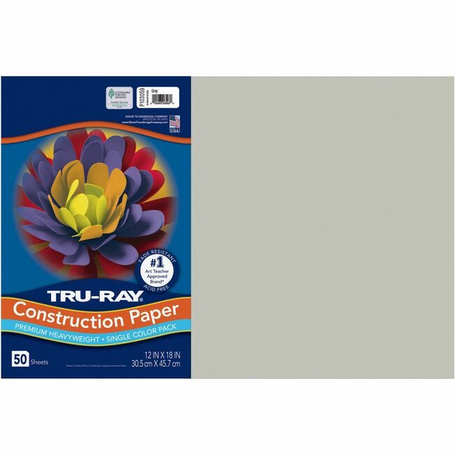 Pacon Corporation Paper Const 12X18 Gray 50SH PAC103059
