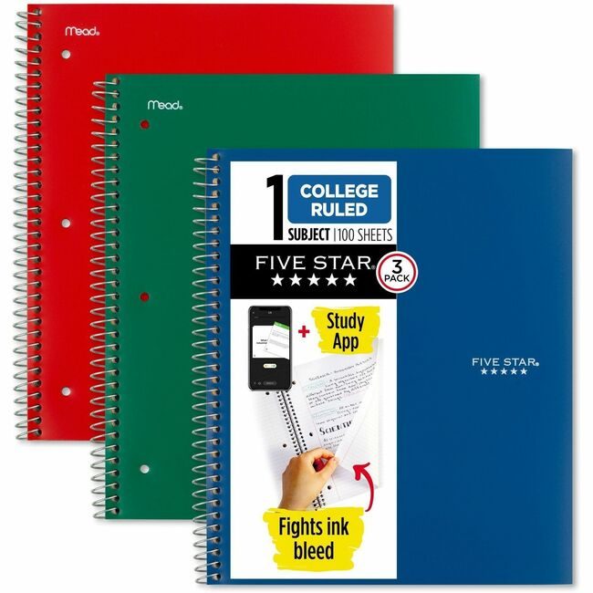 ACCO Brands Mead / Five Star Notebook 5STAR 3 Pack Cr Assorted MEA820189