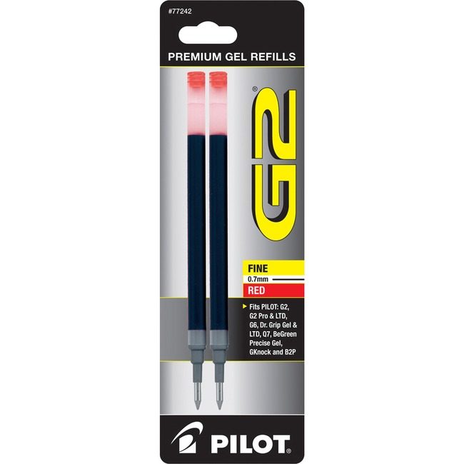 Pilot Corporation of America Refill Gel G2 Fine Red 2 Pack PIL77242