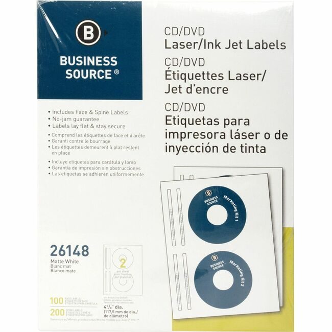 Business Source Label Cd/Dvd Lsr/Ink We 100 BSN26148