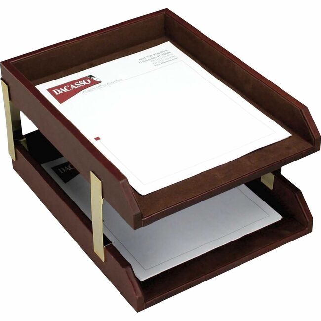 Dacasso Letter Trays Double Ma Lthr DACA3020